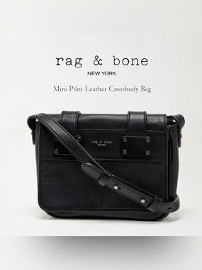 rag & bone Mini Pilot Leather Crossbody Bag Black Adjustable Strap